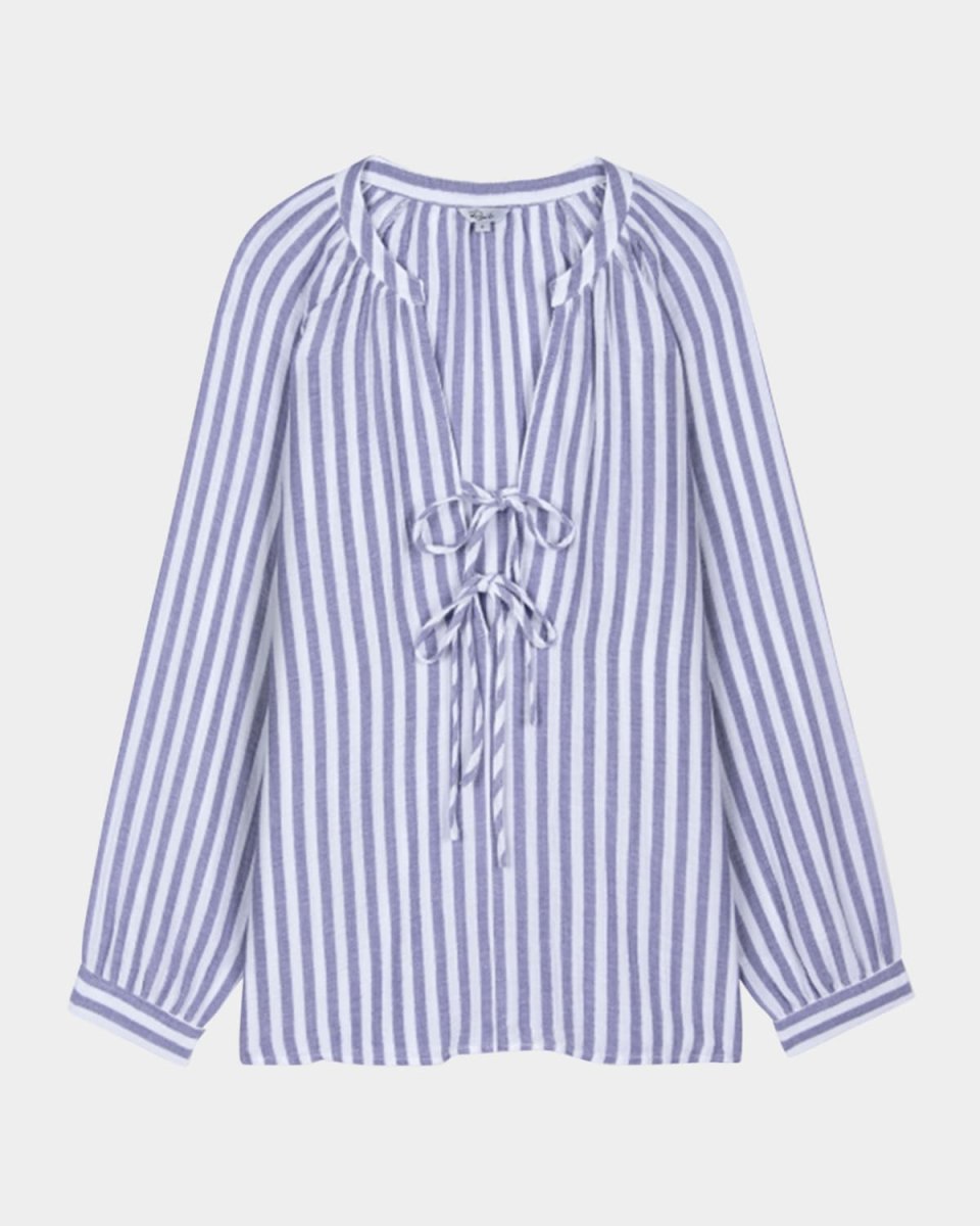 Brielle Striped Tie-Front Blouse